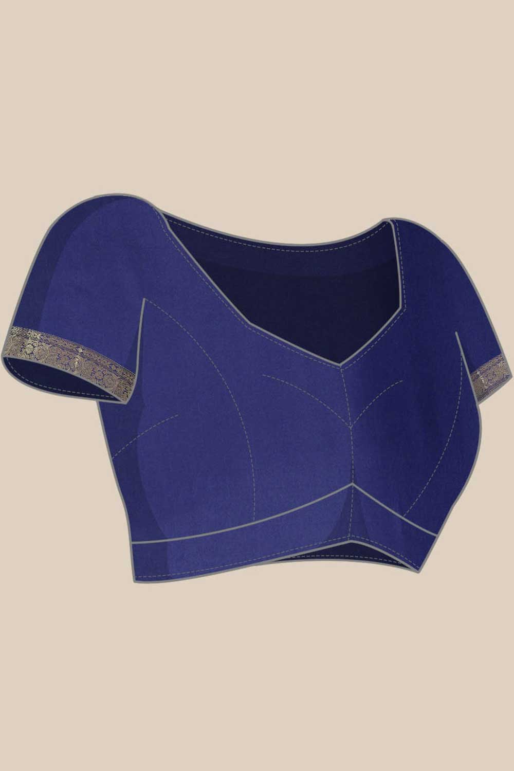 Buy Anju Navy Blue Kanjivaram Litchi Silk Woven One Minute Saree Online - Front