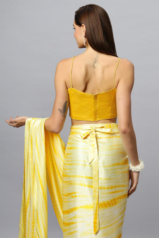 Shop Avril Dark Yellow Satin Silk Spaghetti Strap Blouse at best offer at our  Store - One Minute Saree