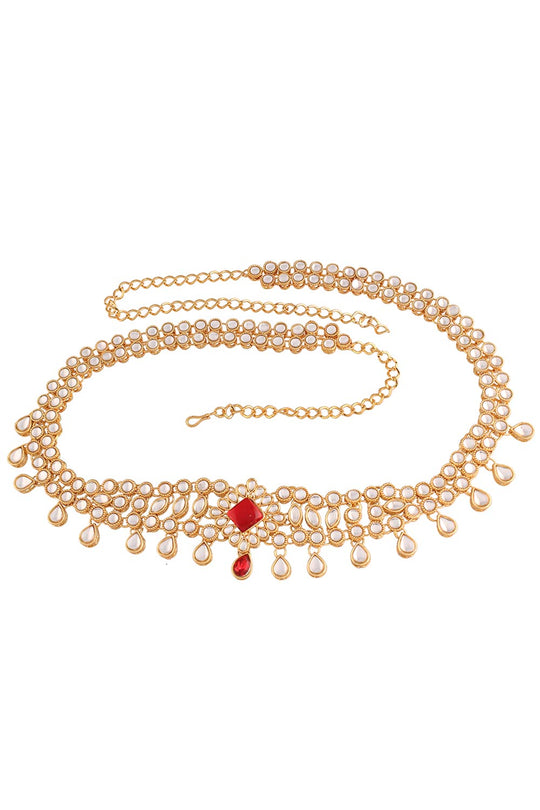 Buy Alloy Saree Waist Belt (Kamarband) in Red Online - One Minute Saree