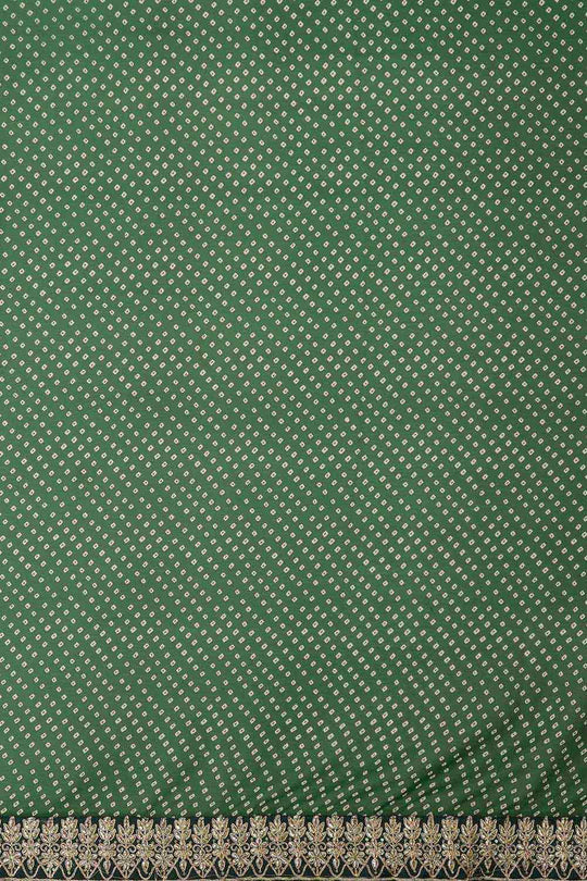 Buy Hillary Green Georgette Zari Embroidered Bandhani One Minute Saree Online - Back