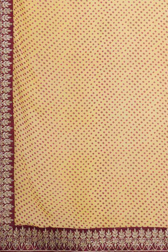 Buy Aisha Cream Georgette Zari Embroidered Bandhani One Minute Saree Online