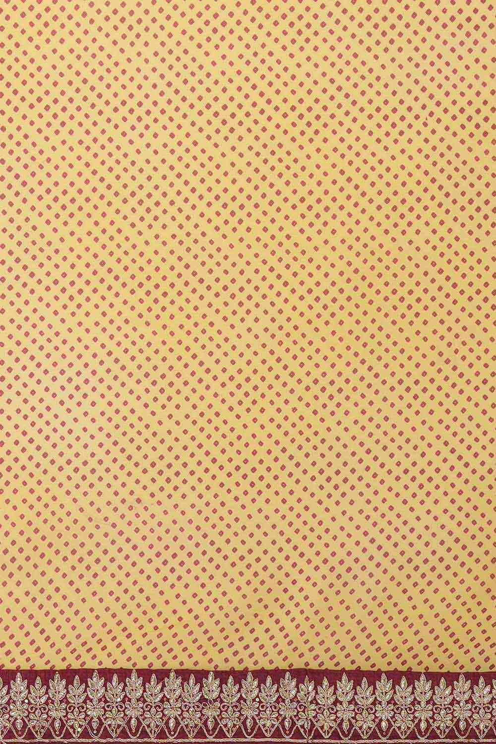 Buy Aisha Cream Georgette Zari Embroidered Bandhani One Minute Saree Online - Back