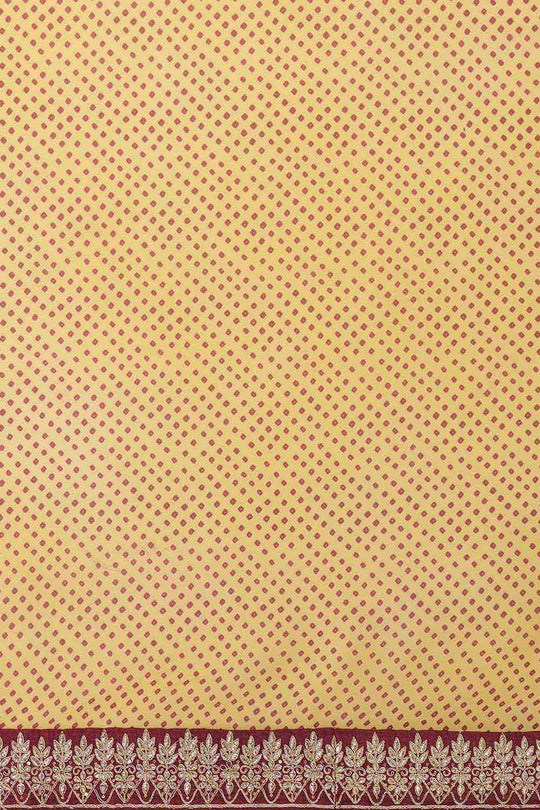 Buy Aisha Cream Georgette Zari Embroidered Bandhani One Minute Saree Online - Back