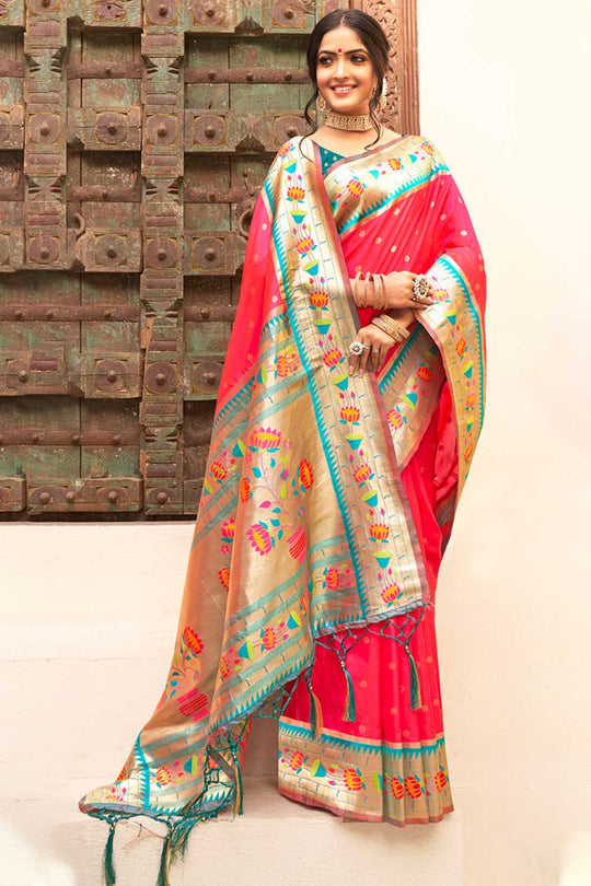 Shop Seema Pink Paithani Art Silk One Minute Saree at best offer at our  Store - One Minute Saree