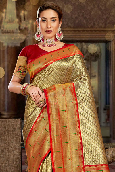 Zoya Gold Paithani Art Silk One Minute Saree