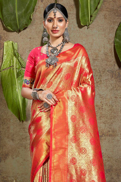 Shop Chanda Red Paithani Art Silk One Minute Saree at best offer at our  Store - One Minute Saree