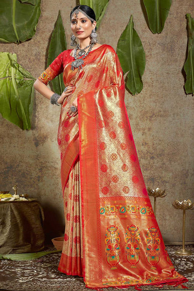 Buy Madhu Pink Paithani Art Silk One Minute Saree Online - One Minute Saree