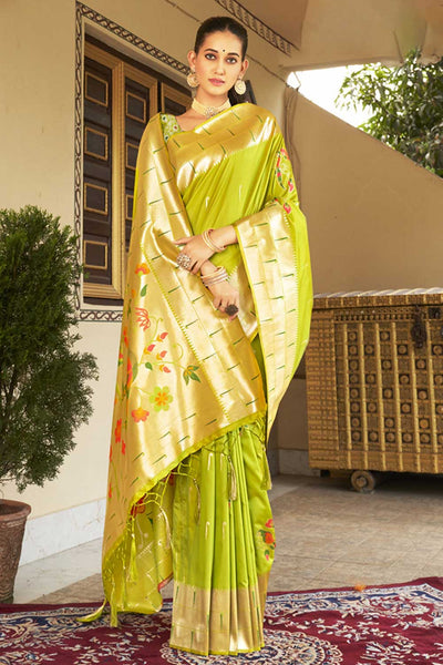 Shop Uma Green Paithani Art Silk One Minute Saree at best offer at our  Store - One Minute Saree
