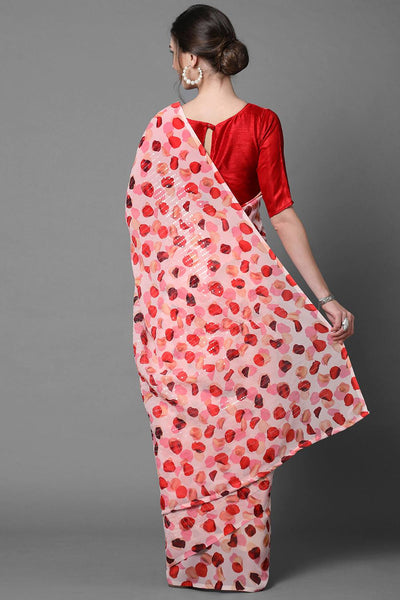 Shop Sonia Pink Floral Print and Sequins Georgette One Minute Saree at best offer at our  Store - One Minute Saree