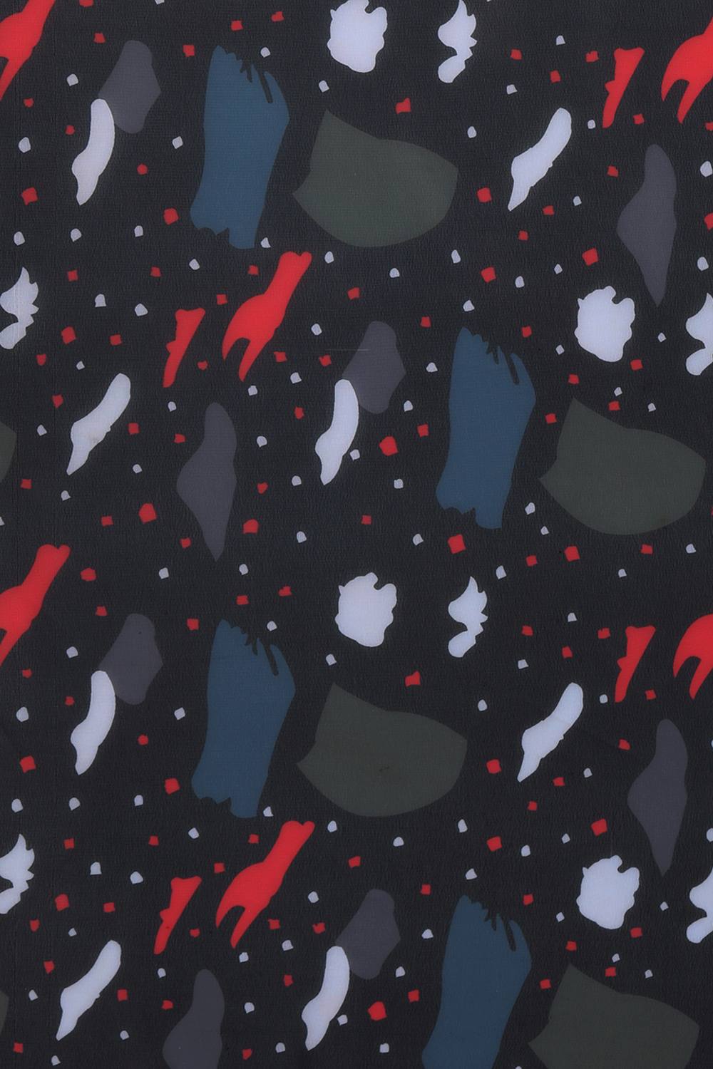 Buy Bina Black Abstract Print and Sequins Georgette One Minute Saree Online - Front