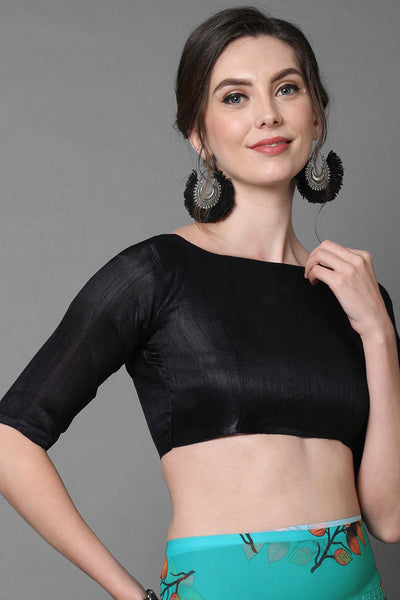 Buy Kendall Teal Green Floral Print and Sequins Georgette One Minute Saree Online