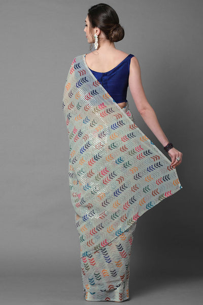 Shop Radha Sea Green Abstract Print and Sequins Georgette One Minute Saree at best offer at our  Store - One Minute Saree