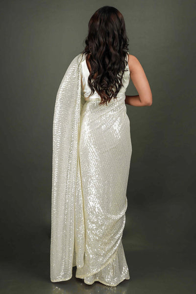Shop Bella Cream Net Sequins One Minute Saree at best offer at our  Store - One Minute Saree