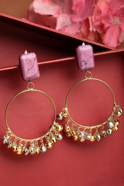 Shop Kashvi Pink Gold-Plated with Natural Stones Chandbali Earrings at best offer at our  Store - One Minute Saree