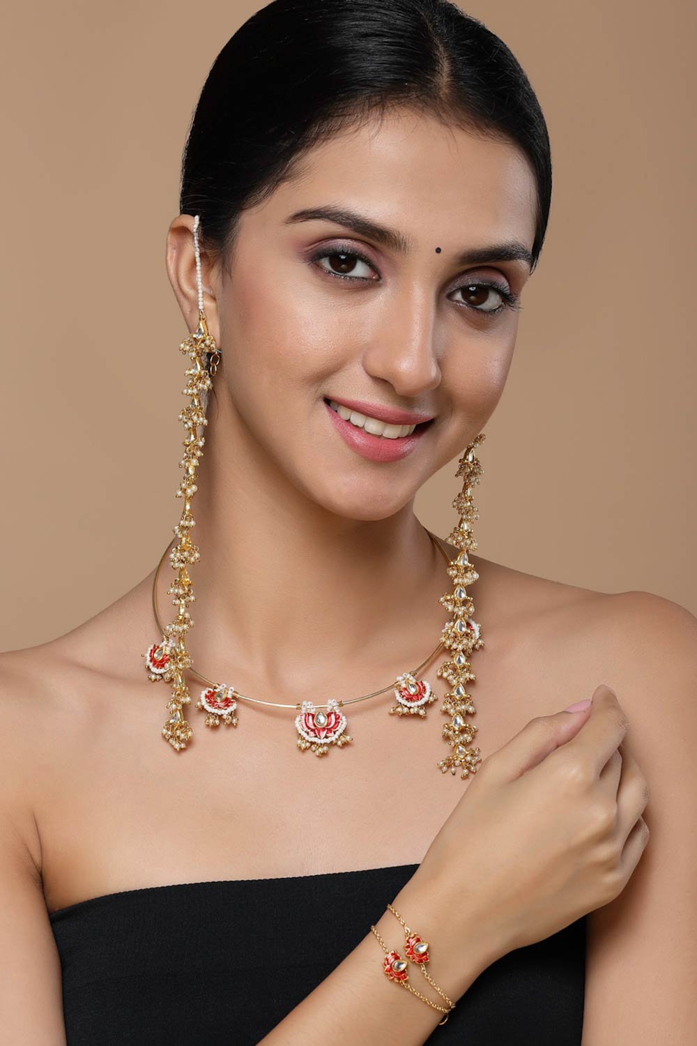 Buy Alohi White Kundan And Pearl Long Drop Earrings Online - One Minute Saree