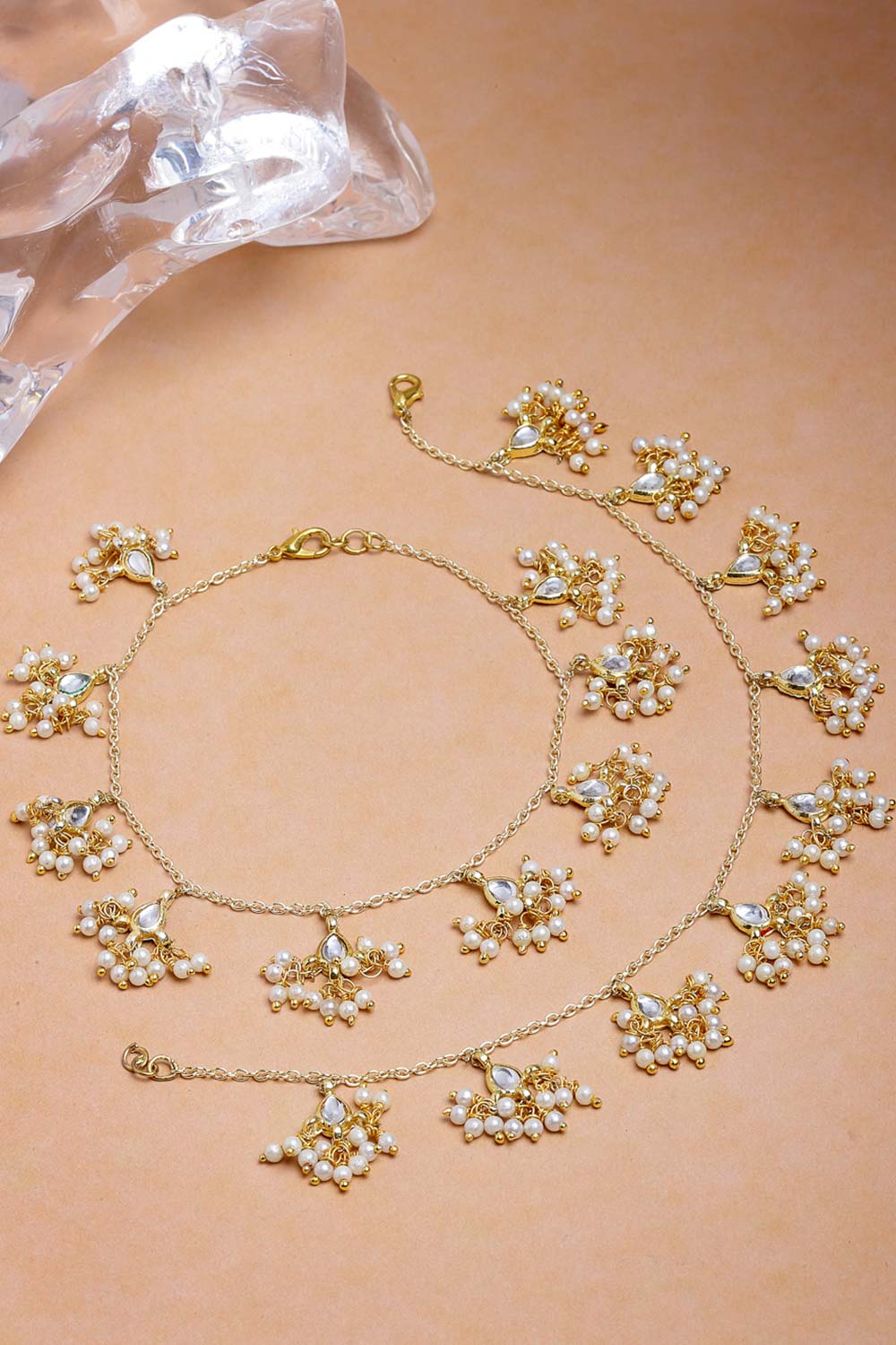 Shop Katalia Gold & White Gold-Plated Kundan And Pearl Anklet Ghungaroo at best offer at our  Store - One Minute Saree