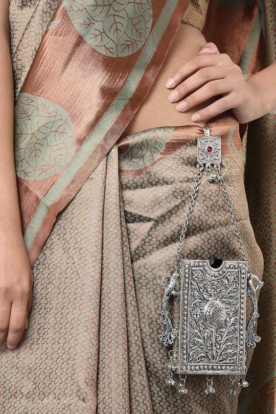 Buy Azhar Silver Mobile Holder With Pearls and Ghungaroo Online - One Minute Saree