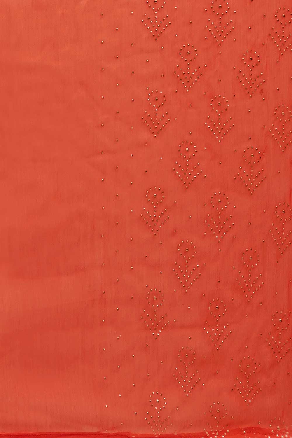 Buy Sita Orange Chiffon Floral Embellished One Minute Saree Online - Front