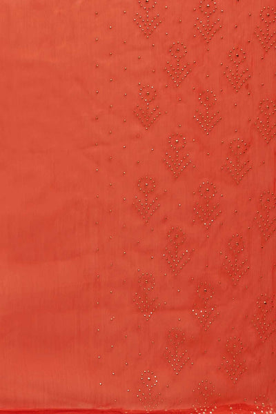 Buy Sita Orange Chiffon Floral Embellished One Minute Saree Online - Front