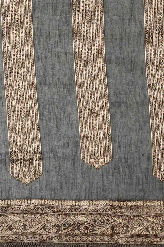 Buy Mindy Black Cotton Silk Striped Woven Design Banarasi One Minute Saree Online - Back