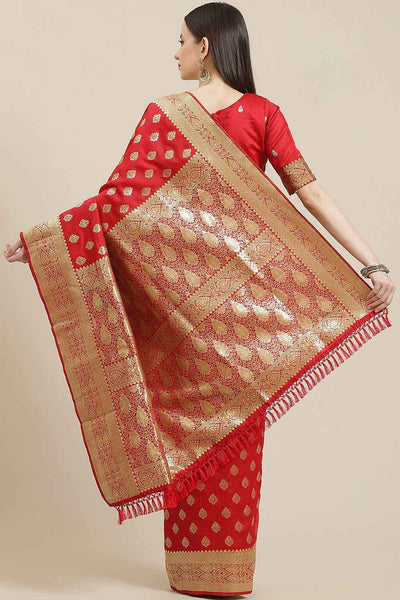 Shop Sophie Red Silk Blend Floral Woven Design Dharmavaram One Minute Saree at best offer at our  Store - One Minute Saree