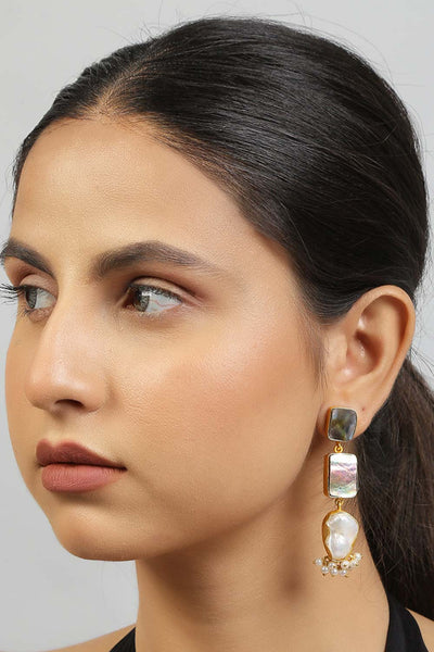 Buy Muriel Contemporary Abalone Baroque Pearl Earrings Online - One Minute Saree