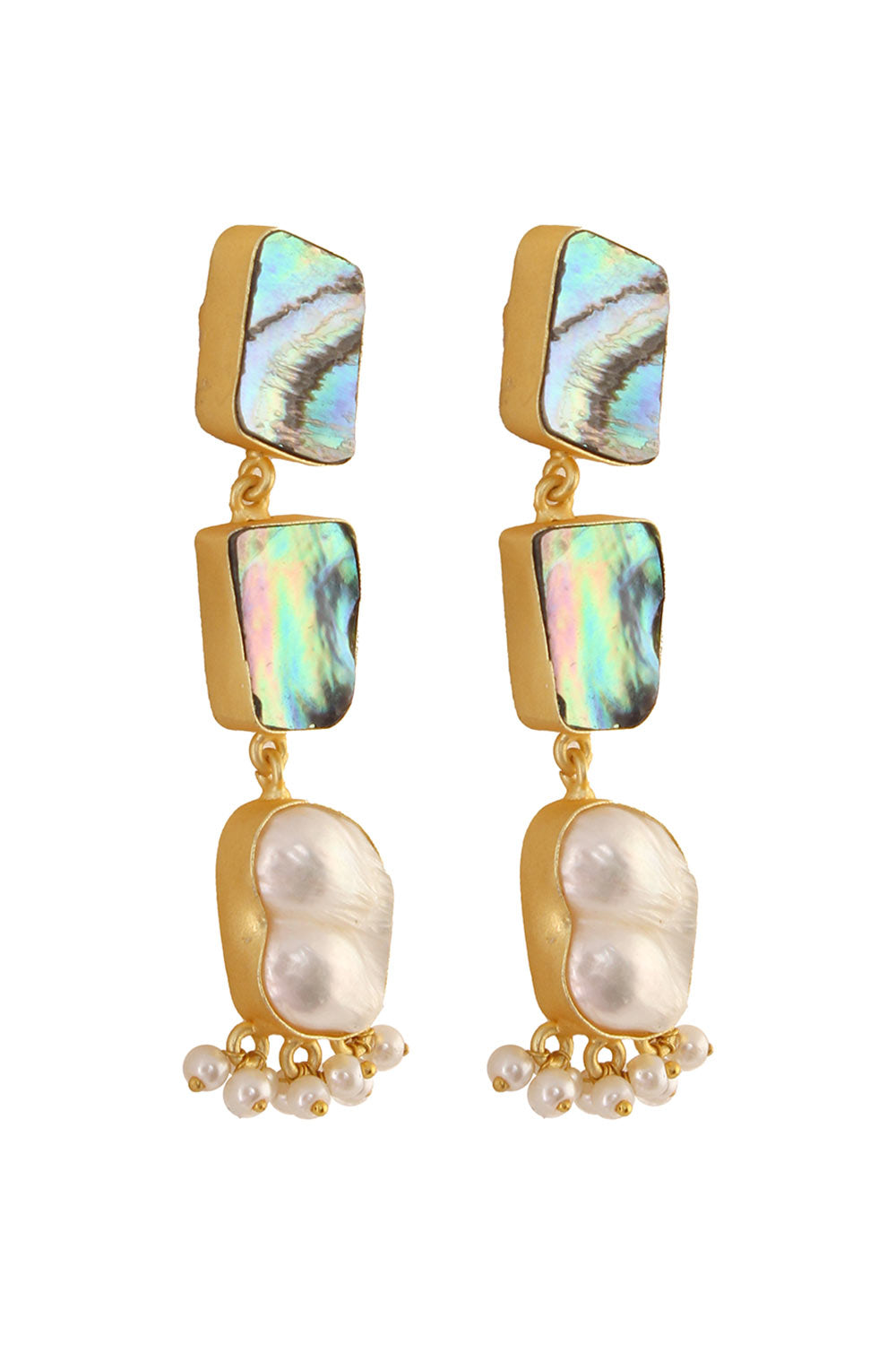 Buy Muriel Contemporary Abalone Baroque Pearl Earrings Online - Side