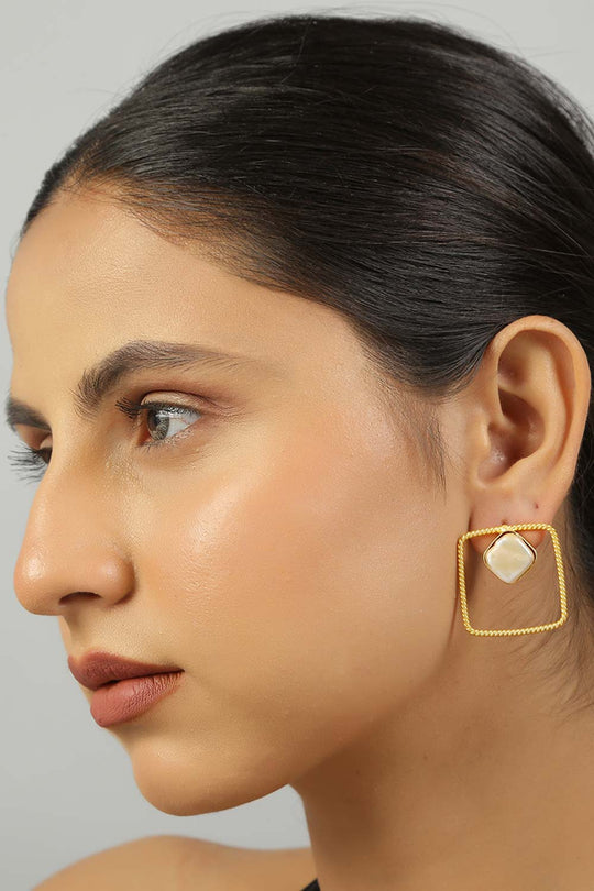 Buy Lainie Gold-Plated Contemporary Baroque Earrings Online - One Minute Saree