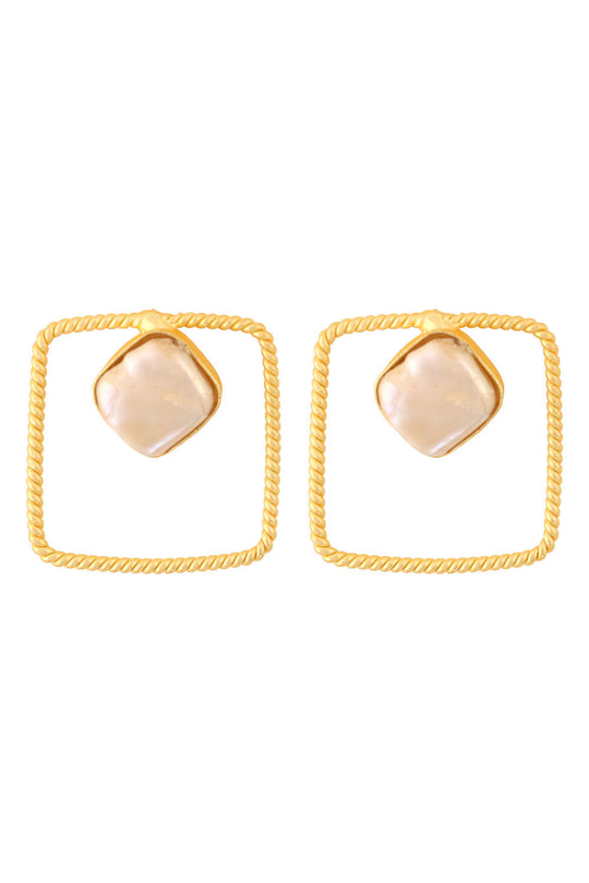 Buy Lainie Gold-Plated Contemporary Baroque Earrings Online - Zoom In