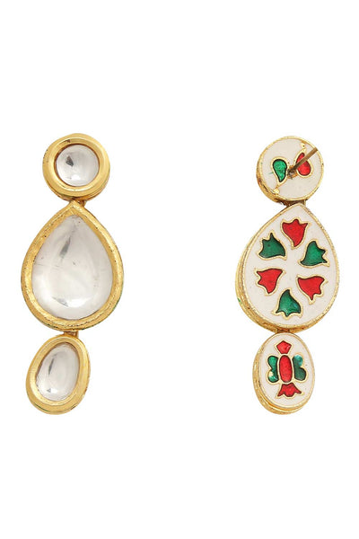 Buy Bianka Tear Drop Shaped Kundan Earrings Online - Back