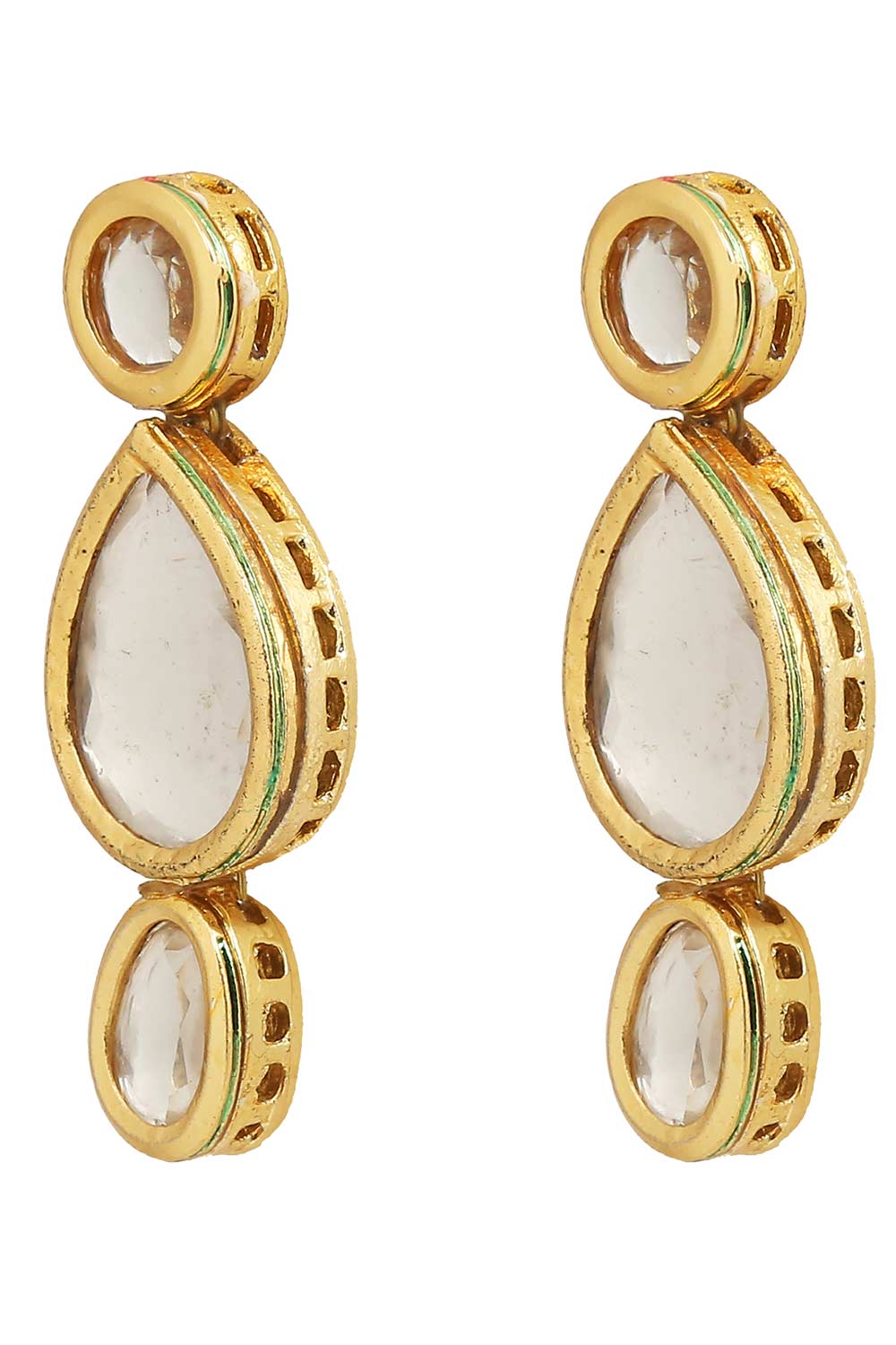 Buy Bianka Tear Drop Shaped Kundan Earrings Online - Front