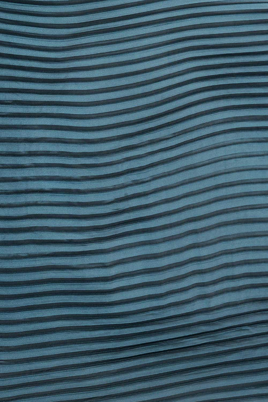 Buy Sony Teal Blue Thin Pleats Georgette One Minute Saree Online - Front