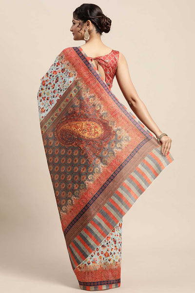 Buy Shilpa Sea Green Poly Silk Paisley Print Pochampally One Minute Saree Online