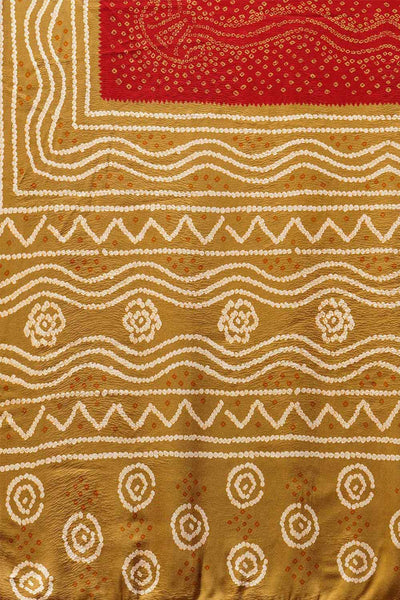 Buy Kadjah Red Tie Dye Printed Satin Silk One Minute Saree Online