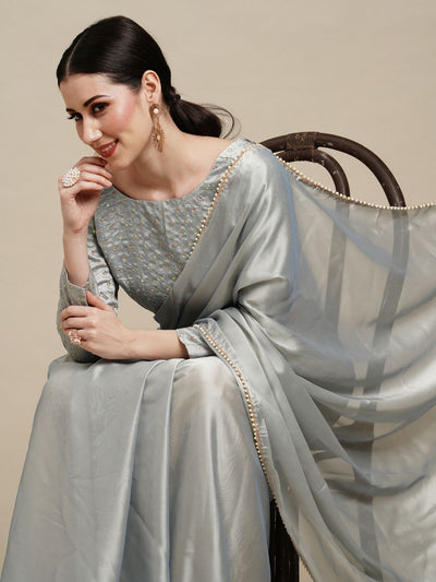 Shop Sula Silver Grey Georgette One Minute Saree at best offer at our  Store - One Minute Saree