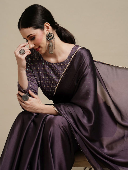 Shop Sula Purple Georgette Solid One Minute Saree at best offer at our  Store - One Minute Saree