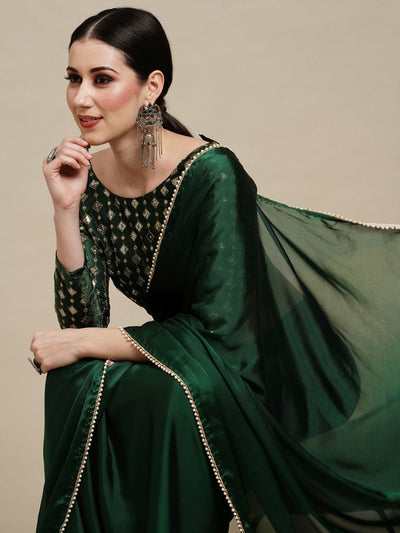 Shop Sula Emerald Green Georgette One Minute Saree at best offer at our  Store - One Minute Saree