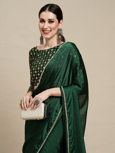 Buy Sula Emerald Green Georgette One Minute Saree Online
