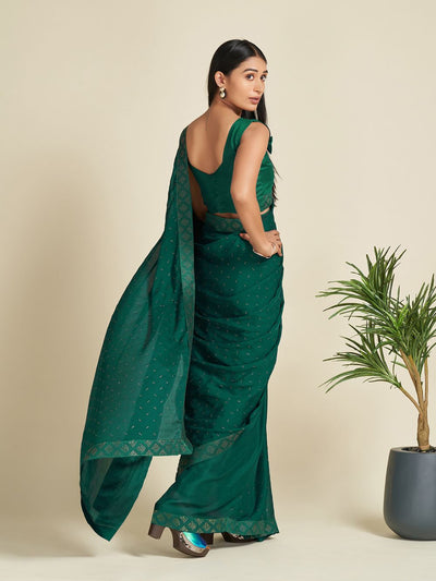 Buy Chelsea Green Faux Satin One Minute Saree Online