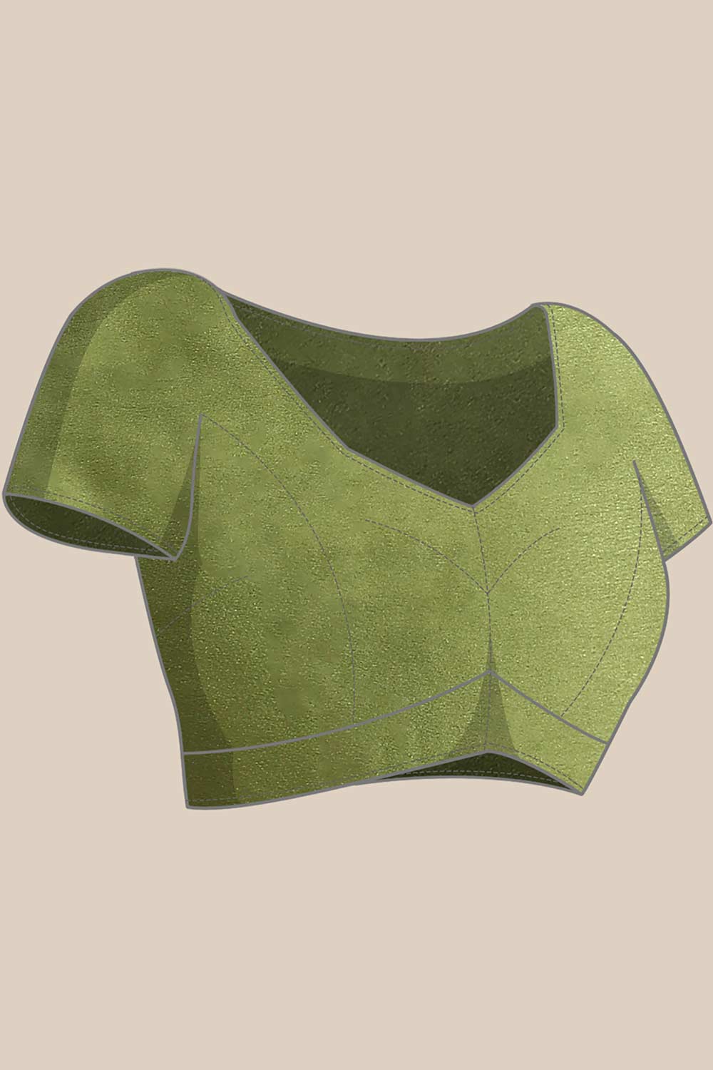 Buy Kali Olive Poly Silk Tie-Dye One Minute Saree Online - Back