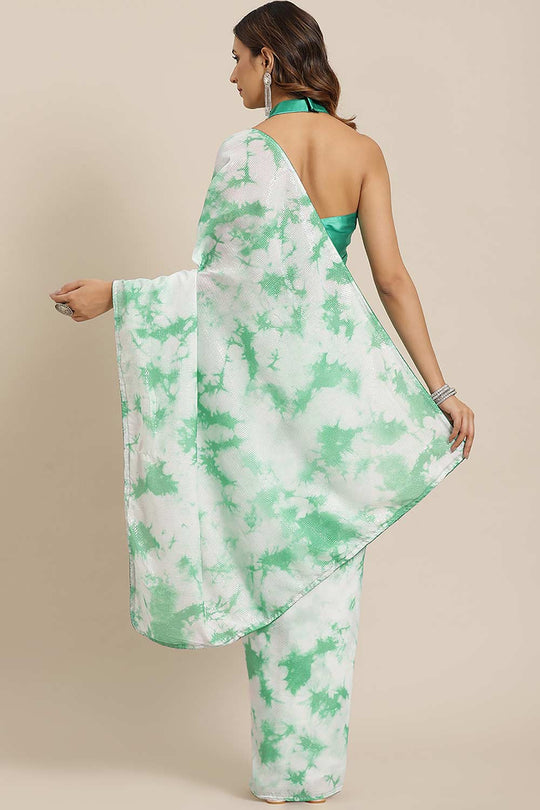 Shop Nari Green Poly Silk Tie And Dye Embellished One Minute Saree at best offer at our  Store - One Minute Saree
