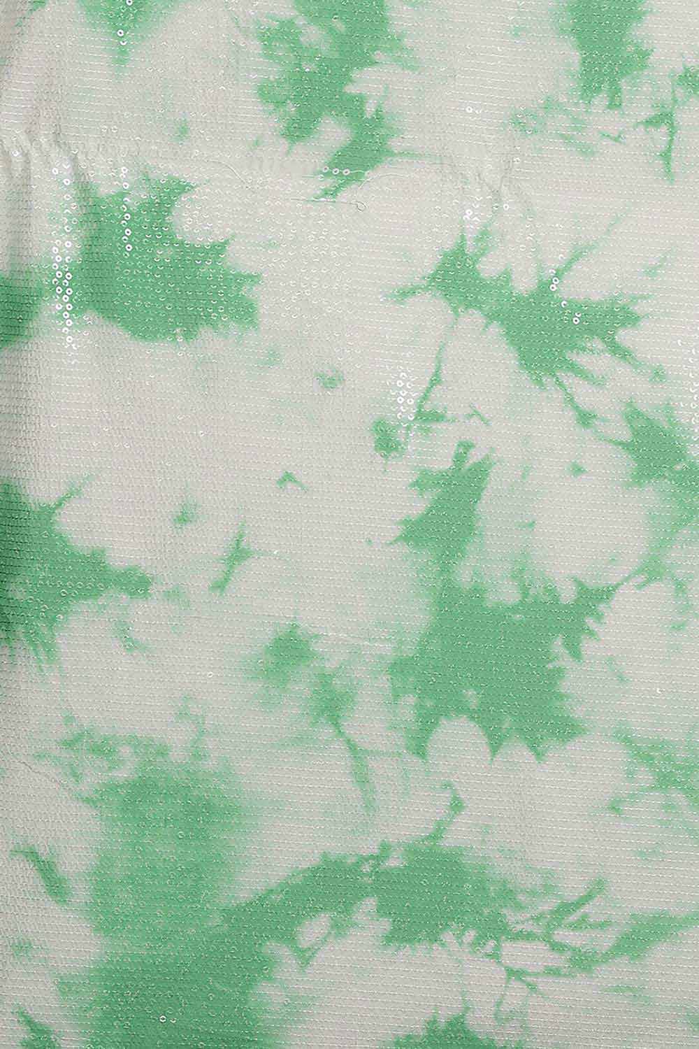 Buy Nari Green Poly Silk Tie And Dye Embellished One Minute Saree Online