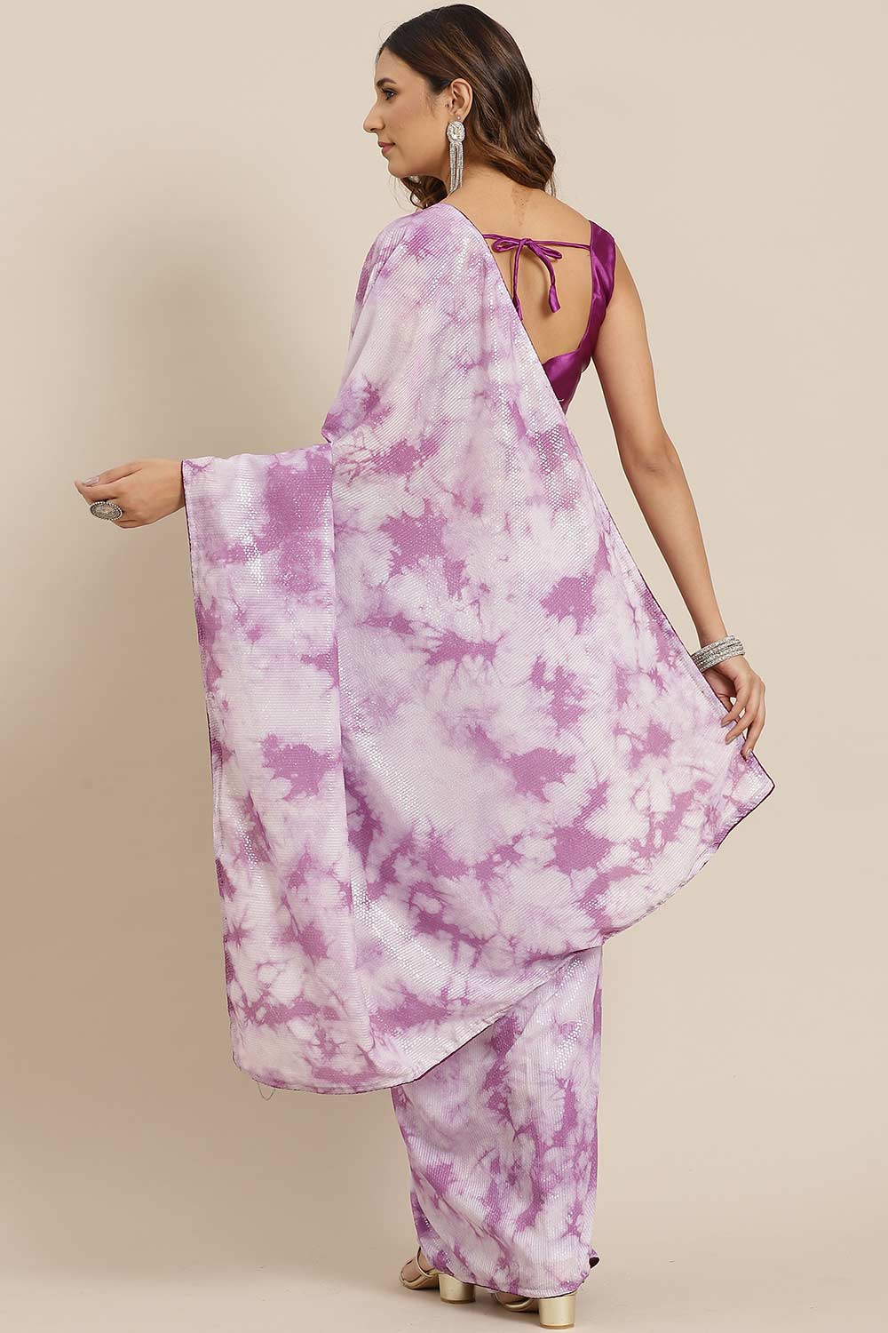 Shop Anu Purple Poly Silk Tie And Dye Embellished One Minute Saree at best offer at our  Store - One Minute Saree