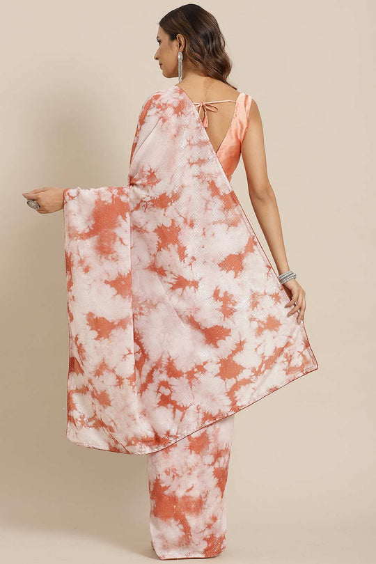 Shop Anjie Rust Poly Silk Tie And Dye Embellished One Minute Saree at best offer at our  Store - One Minute Saree