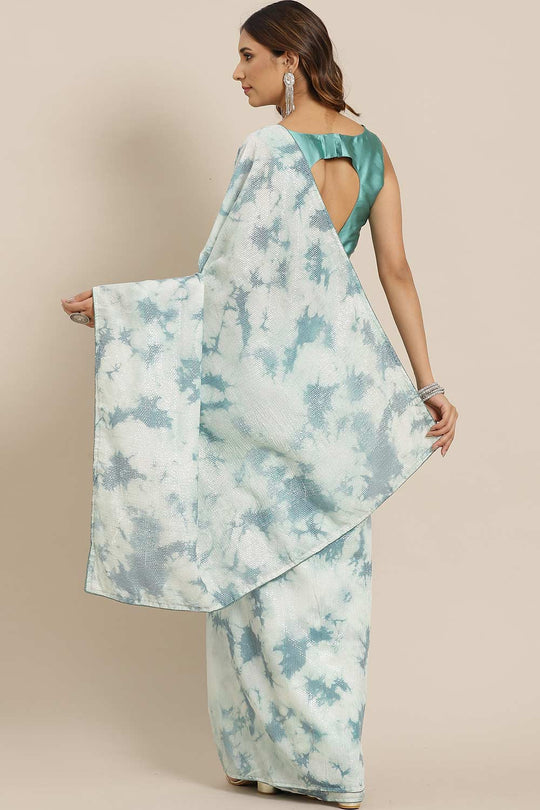 Shop Lata Teal Green Poly Silk Tie And Dye Embellished One Minute Saree at best offer at our  Store - One Minute Saree