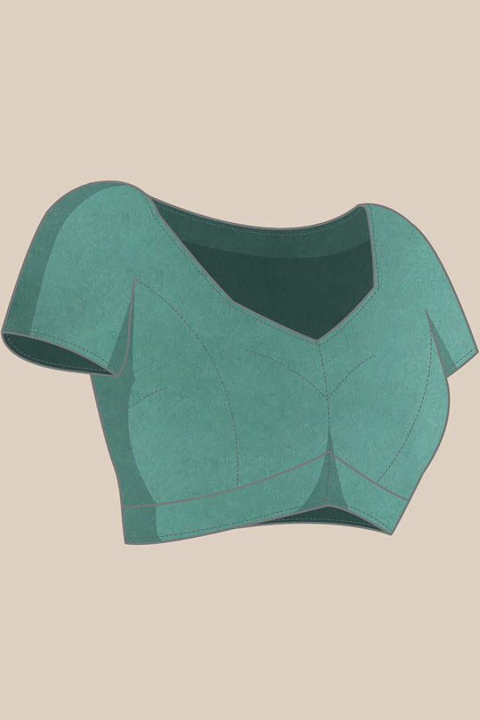 Buy Lata Teal Green Poly Silk Tie And Dye Embellished One Minute Saree Online - Back