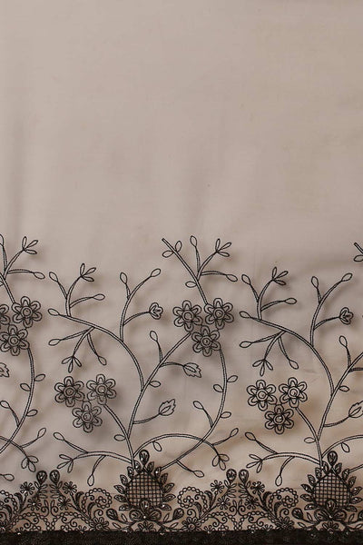 Buy Zoya Black Net Floral Embroidered One Minute Saree Online - Back