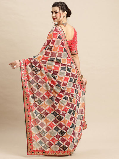 Shop Tula Patchwork Georgette Bandhani One Minute Saree at best offer at our  Store - One Minute Saree