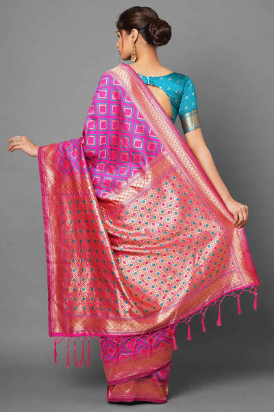 Shop Jenna Pink Woven Silk Blend One Minute Saree at best offer at our  Store - One Minute Saree