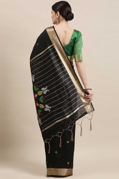 Shop Dyana Black Polka Dot Cotton Silk One Minute Saree at best offer at our  Store - One Minute Saree